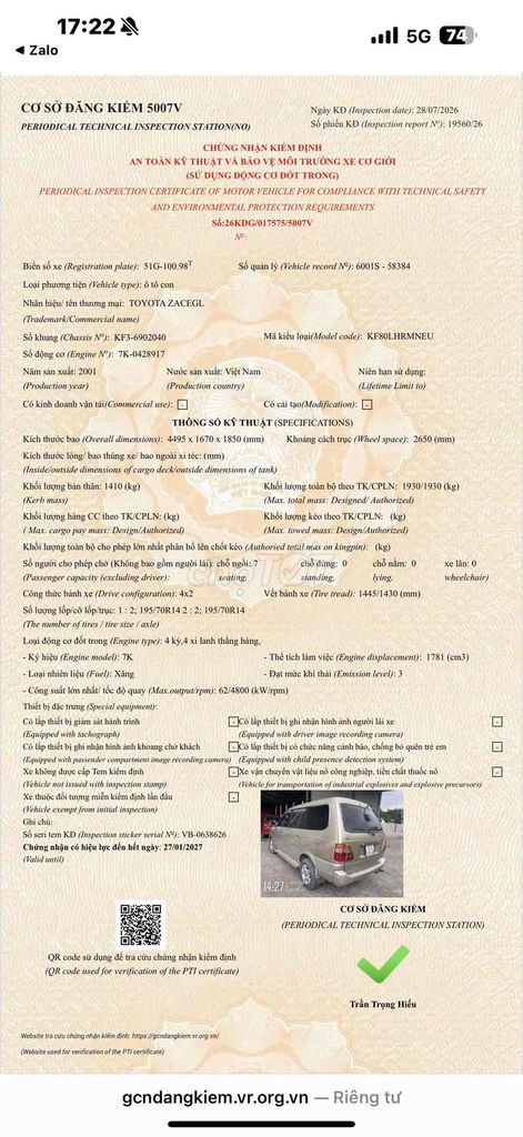 Toyota Zace 2001 - ảnh 1